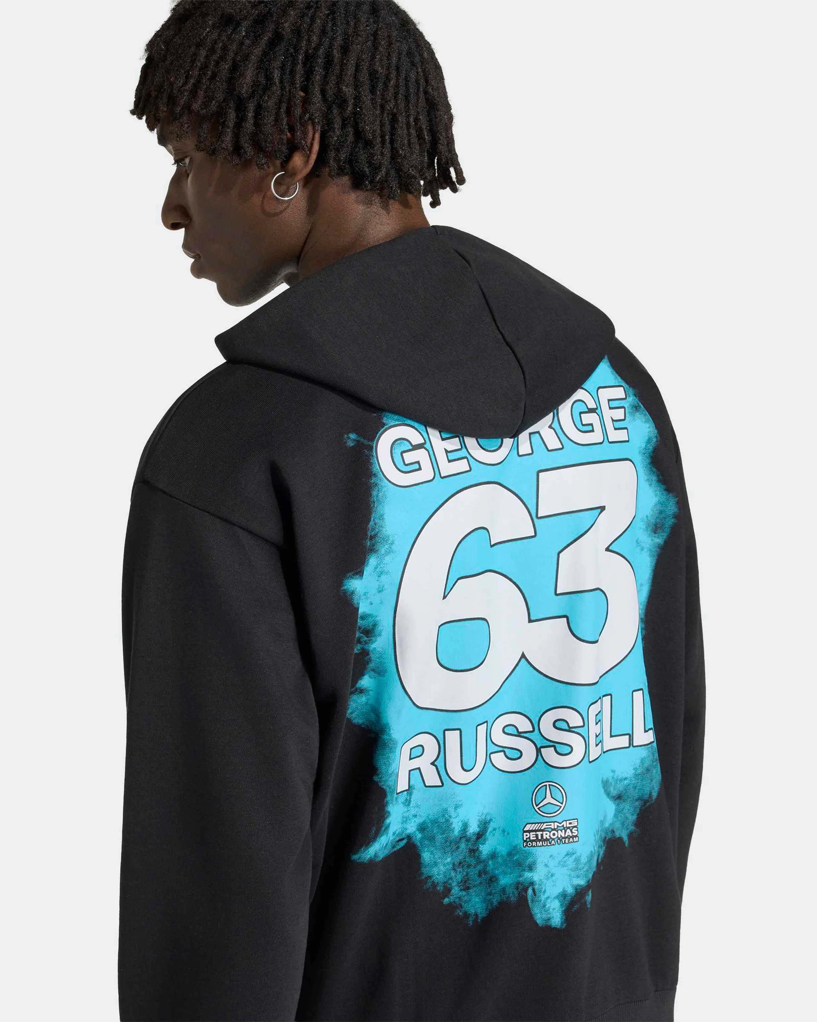 Mens George Russell Hoody Black - Image 5