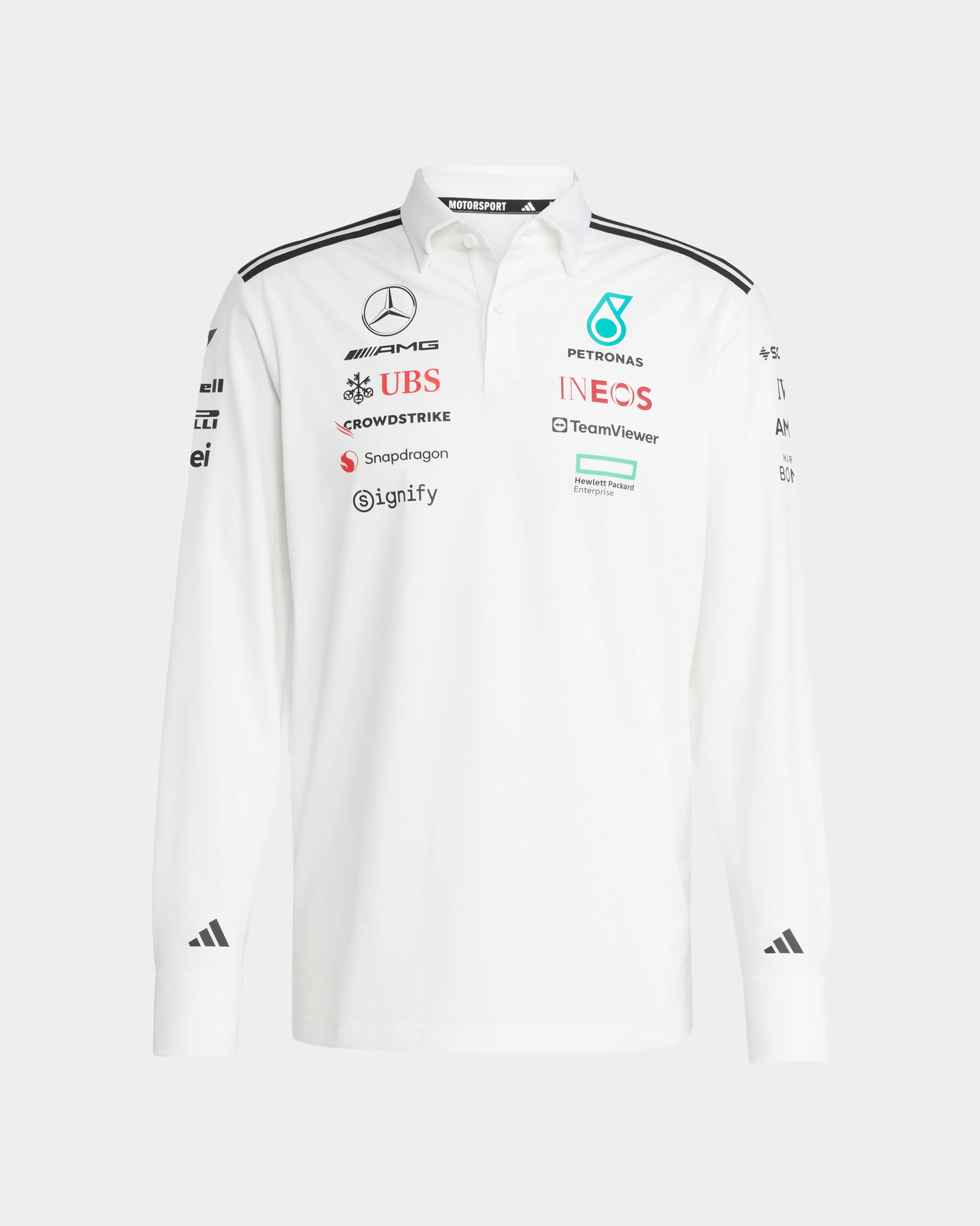 Mens 2025 Team Long Sleeve Polo White - Image 5