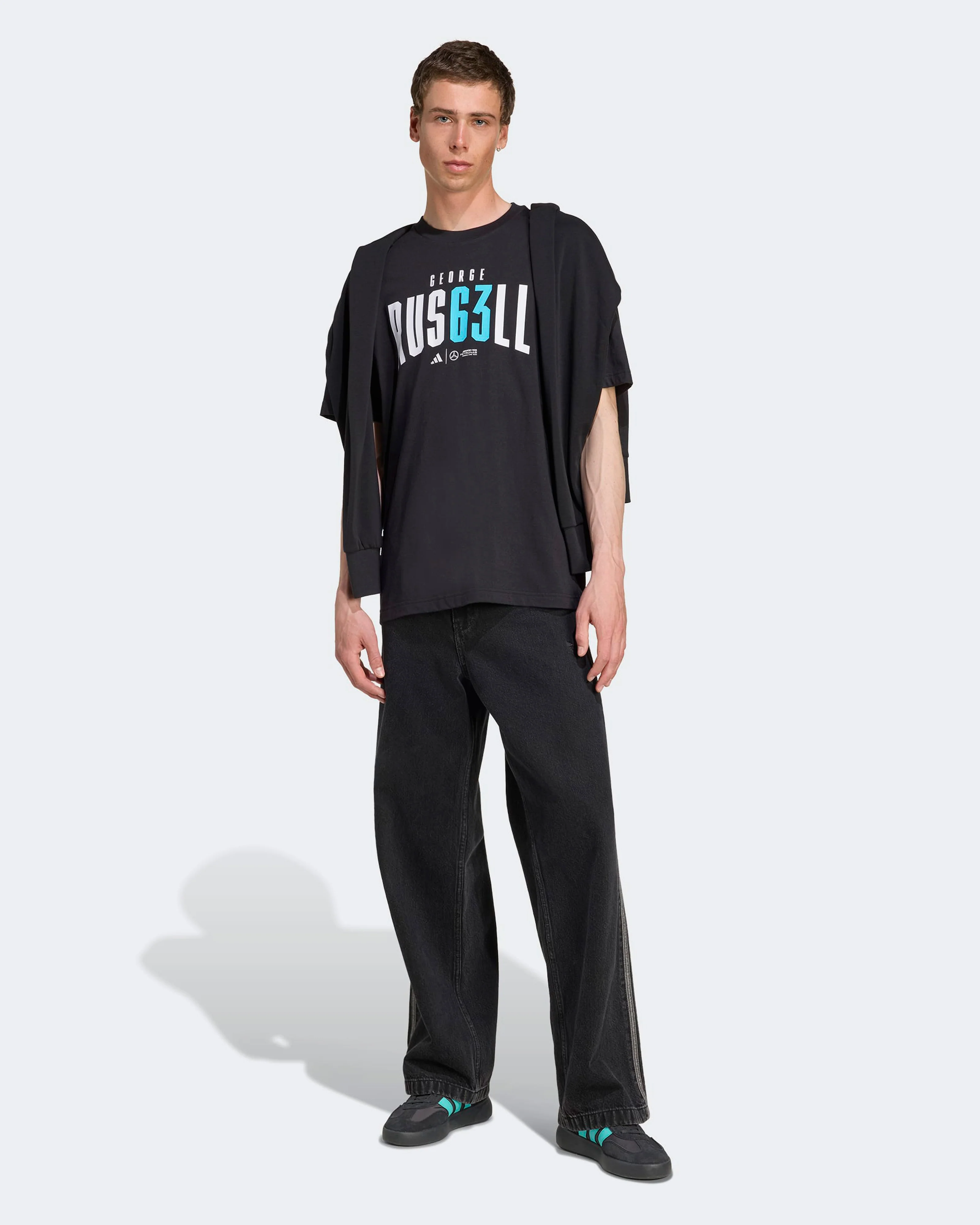 Mens George Russell T-shirt Black - Image 3