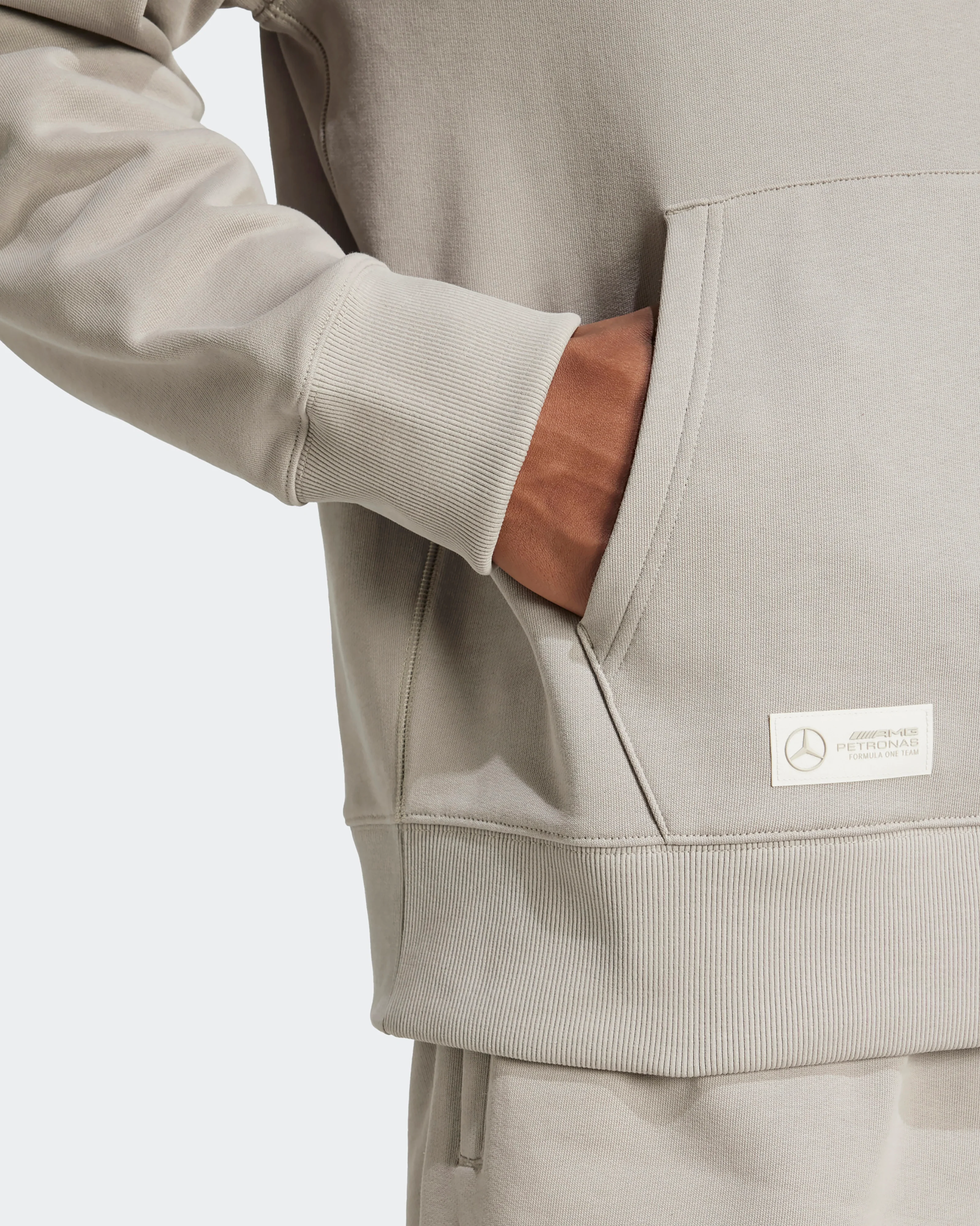 Mens Premium Sweat Hoody Beige - Image 4