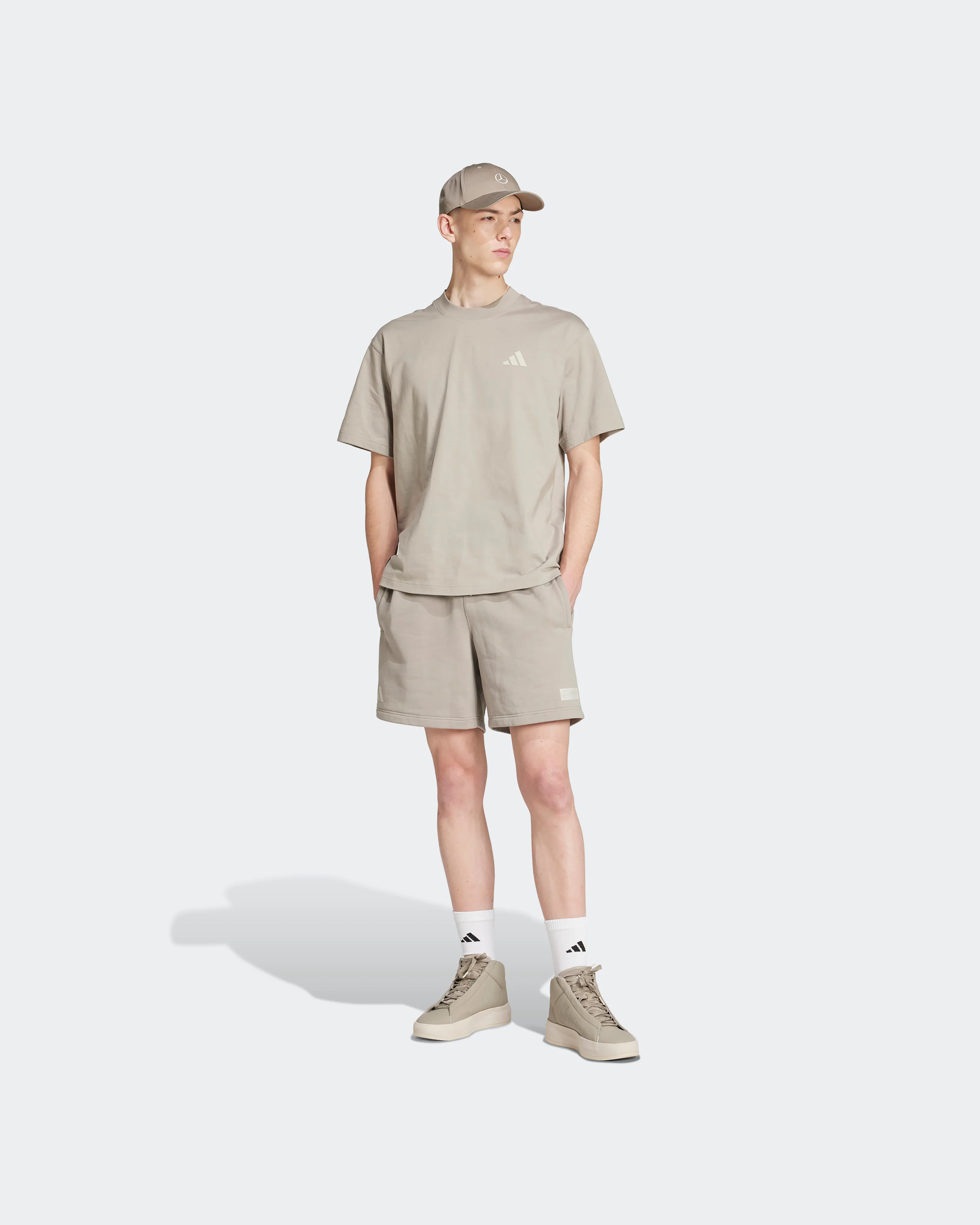 Mens Premium Sweat Shorts Beige - Image 4