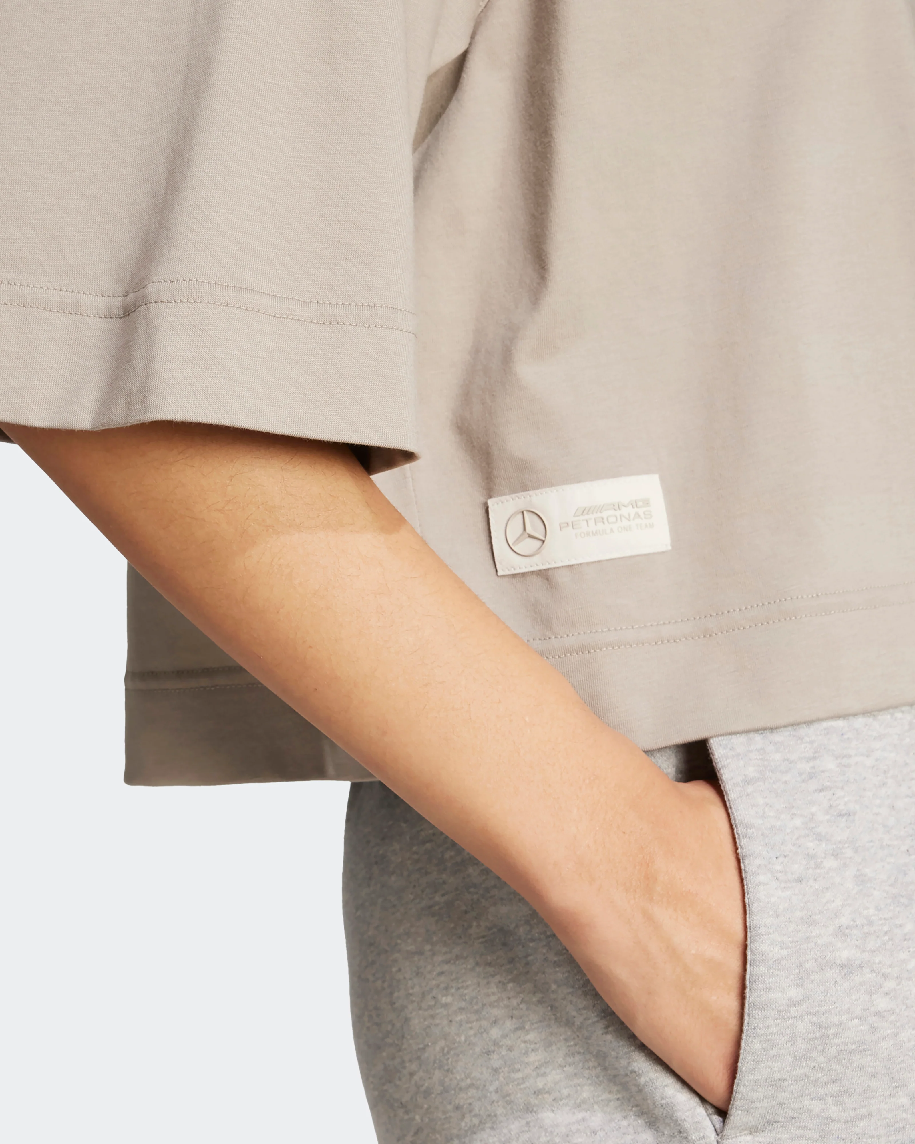 Womens Premium Sweat T-Shirt Beige - Image 4